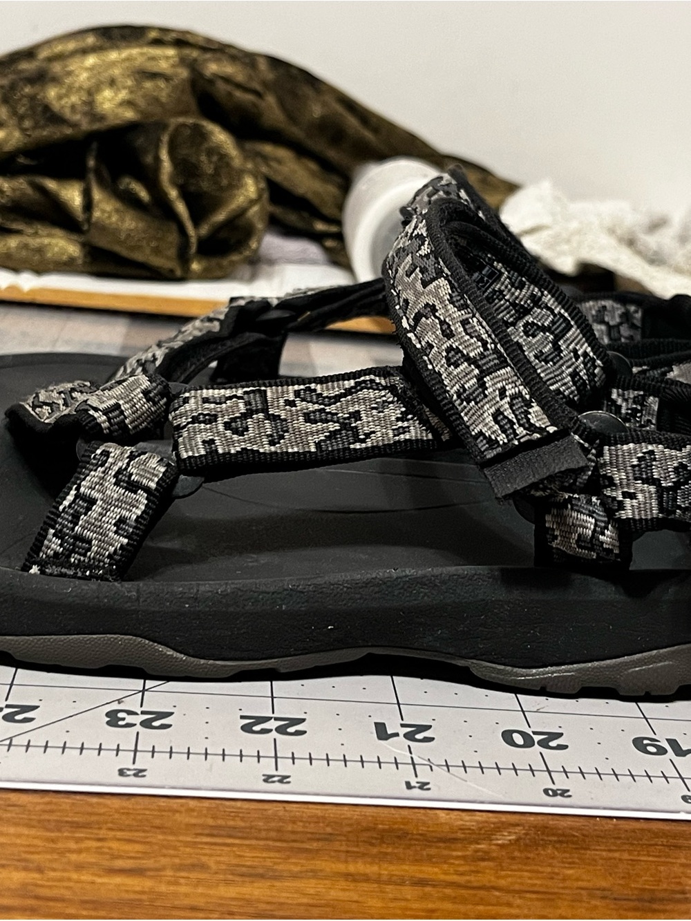 Teva Black and Gray Sport Sandals with Patterned Straps